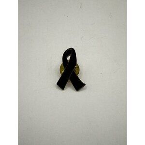 Black Ribbon Awareness Lapel Pin Gold Tone Back Enamel Finish